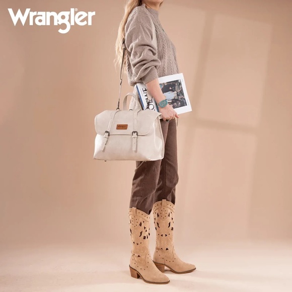 Wrangler Top Handle Carry Satchel/Laptop Bag/Backpack/Crossbody Beige - Picture 5 of 5